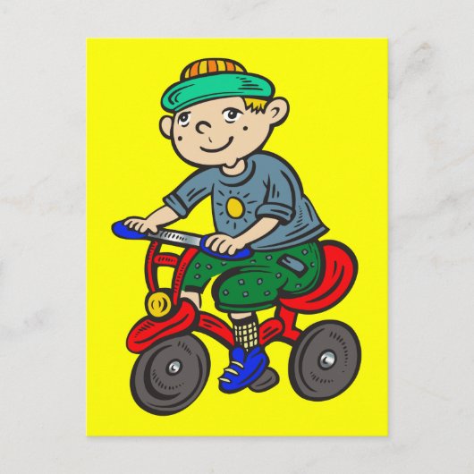 Boy Riding Tricycle Postkarte (Vorderseite)