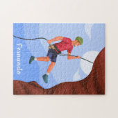 Boy Rock Climbing Illustration Name Personalisiert Puzzle (Horizontal)