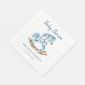 Boy Rocking Horse Baby Shower Napkin Blue Serviette (Ecke)