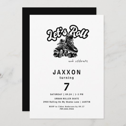 Boy Roller Skaten Birthday Party Einladung (Vorne/Hinten)