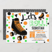 Boy Roller Skaten Einladung Rollerskating Party (Vorne/Hinten)