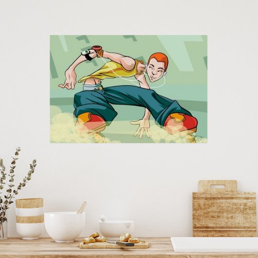 Boy Roller Skaten mit iPod Poster (Küche)