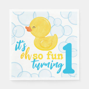 Boy Rubber Ducky macht einen ersten Geburtstag Serviette