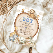 Boy Rustic Boho Safari Animals Baby Dusche Einladung