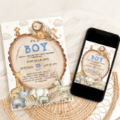 Boy Rustic Boho Safari Animals Baby Dusche Einladung