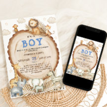 Boy Rustic Boho Safari Animals Baby Dusche
