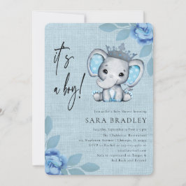 Boy Rustic Burlap Elefanten Blume Babydusche Einladung