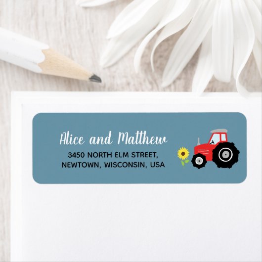 Boy Rustic Farm Traktor Baby Dusche Rücksendeadres (Insitu)