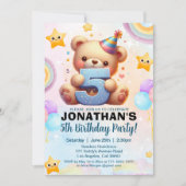 Boy’s Teddy Bear Birthday 5th Party  Einladung (Vorderseite)