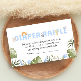 Boy Safari Animal Baby Shower Diaper Raffle Begleitkarte