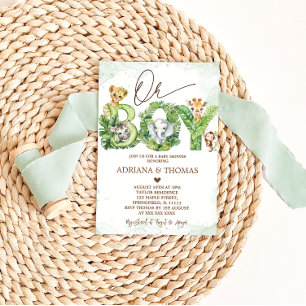 Boy Safari Animals Kinderdusche Einladung