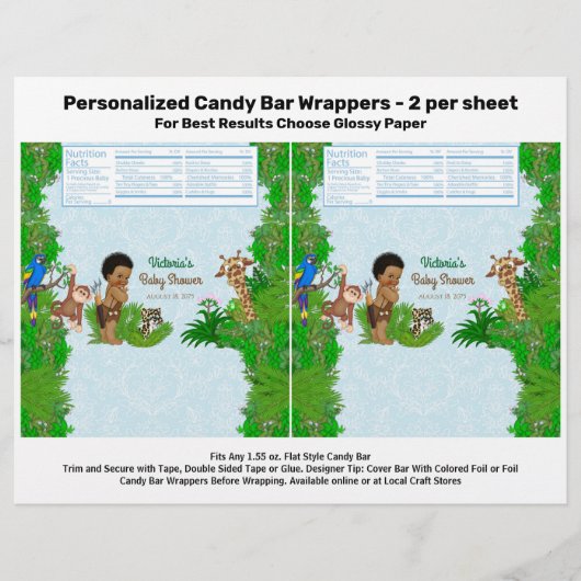 Boy Safari Baby Shower Candy Bar Wrapper Flyer (Vorne)
