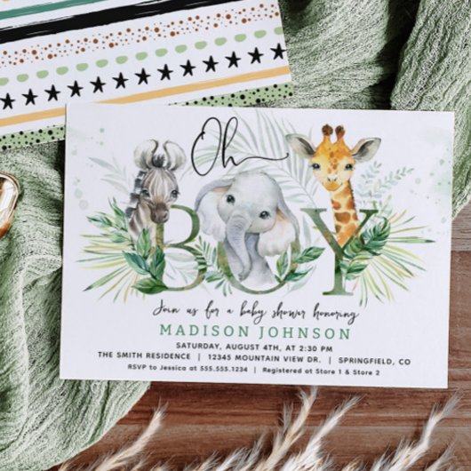 Boy Safari Baby Shower Einladung