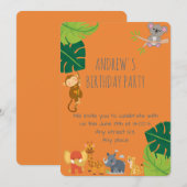 Boy Safari Birthday Invitation Einladung (Vorne/Hinten)
