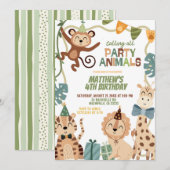 Boy Safari Birthday party animals invitation Einladung (Vorne/Hinten)
