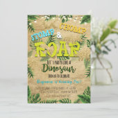 Boy Safari Dinosaur Geburtstagseinladung Einladung (Stehend Vorderseite)