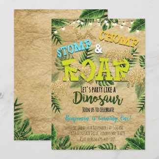 Boy Safari Dinosaur Geburtstagseinladung Einladung