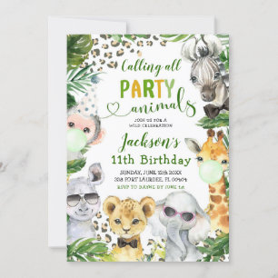 Boy Safari Party Tiere Geburtstag Einladung