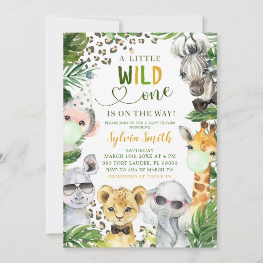 Boy Safari Wild One Baby Shower Einladung (Vorderseite)