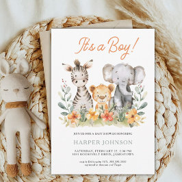 Boy Safari Wild One Baby Shower Einladung