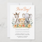 Boy Safari Wild One Baby Shower Einladung (Vorderseite)