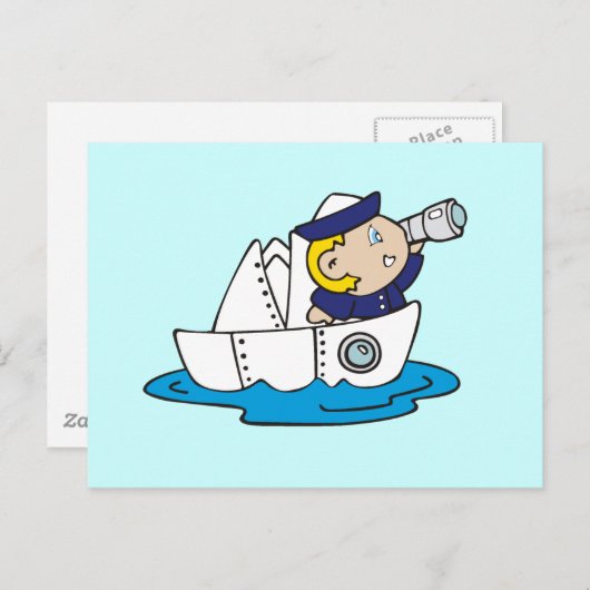 Boy Sailor in Boat Tshirts und Geschenke Postkarte (Vorne/Hinten)