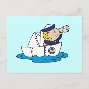 Boy Sailor in Boat Tshirts und Geschenke Postkarte