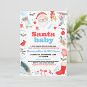 Boy Santa Baby Babydusche Einladung (Stehend Vorderseite)