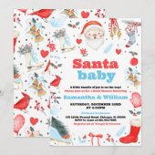 Boy Santa Baby Babydusche Einladung (Vorne/Hinten)