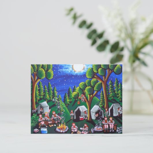 Boy Scouts Camp Out Folk Postkarten (Stehend Vorderseite)