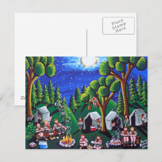 Boy Scouts Camp Out Folk Postkarten (Vorne/Hinten)