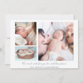 Boy Script Neugeborenen Stats Foto Collage Birth Ankündigung (Rückseite)