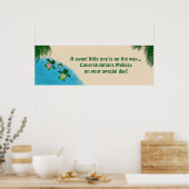 BOY Sea TURTLE Baby Shower (Honu) 02B Banner blau Poster (Küche)