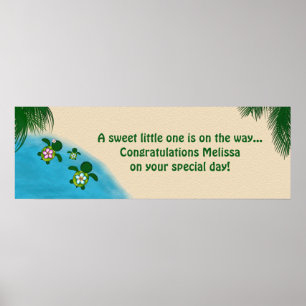 BOY Sea TURTLE Baby Shower (Honu) 02B Banner blau Poster