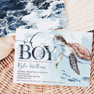 Boy Sea Turtle, Ocean Baby Shower Einladung