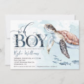 Boy Sea Turtle, Ocean Baby Shower Einladung (Vorderseite)