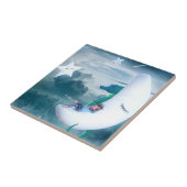 Boy & Seepferd Fischen auf dem Mond Fliese (Seite)