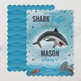 Boy Shark Birthday Shark Tastic Celebration Einladung