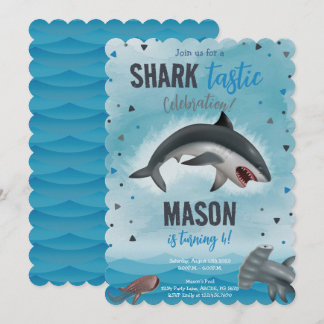 Boy Shark Birthday Shark Tastic Celebration Einladung