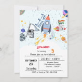 Boy Ship Outer Space Geburtstag Einladung (Vorderseite)