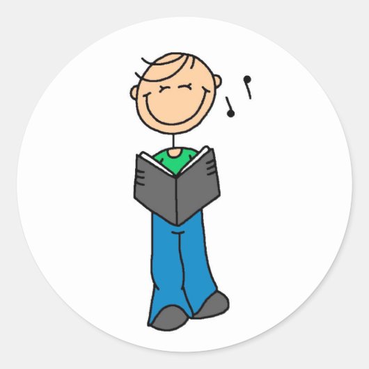 Boy Singsticker Runder Aufkleber (Vorderseite)