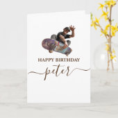 Boy Skateboarding Happy Birthday Karte (Gelbe Blume)