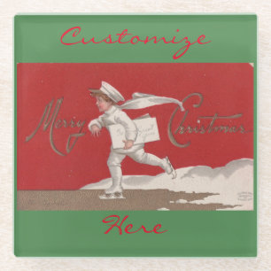 Boy Skaten Vintag Thunder_Cove Weihnachten Glasuntersetzer