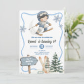Boy Ski Birthday Invitation Einladung (Stehend Vorderseite)