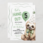 Boy Sloth Green Handzog Geburtstag Einladung (Vorne/Hinten)