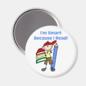 Boy Smart, weil ich lese Magnet (Vorderseite/Rückseite)