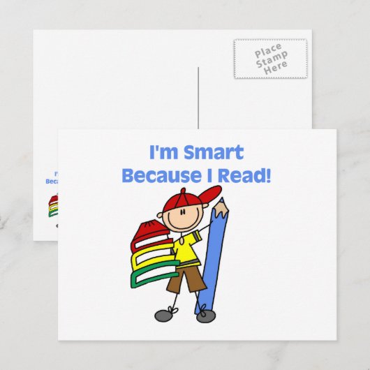 Boy Smart weil ich lese Postkarte (Vorne/Hinten)