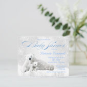 Boy Snowflake Winter Bear Baby Shower Einladungen (Stehend Vorderseite)