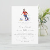 Boy Soccer Geburtstagsparty Einladung - Wasserfarb (Stehend Vorderseite)