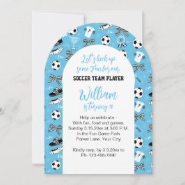 Boy Soccer Player Geburtstagsparty blau Einladung